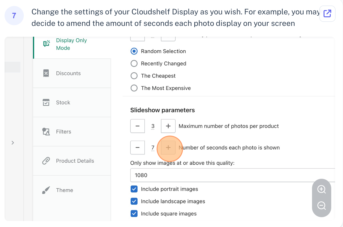 Create a Display mode Cloudshelf, step 7 of 9