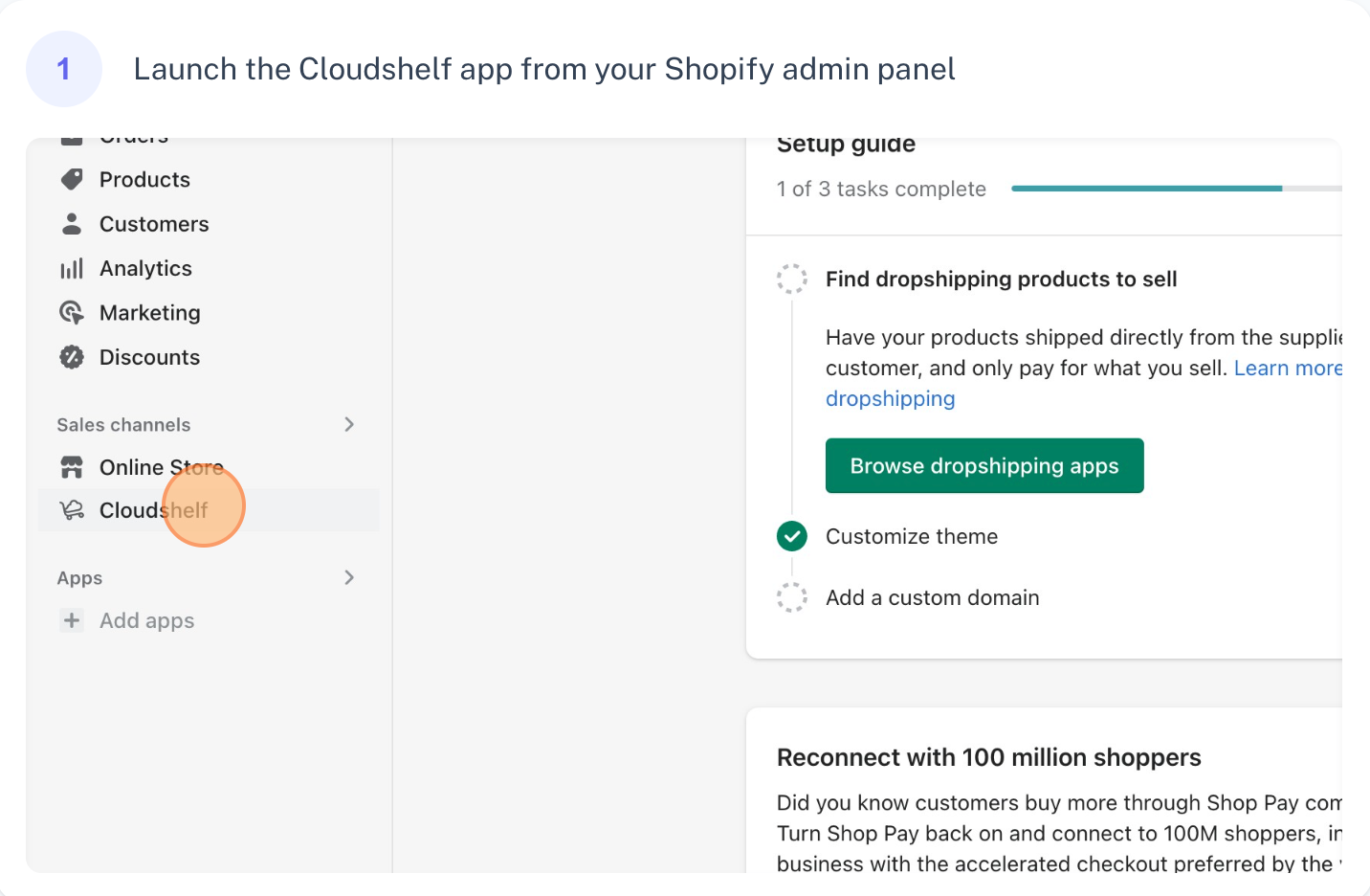 Create a Display mode Cloudshelf, step 1 of 9