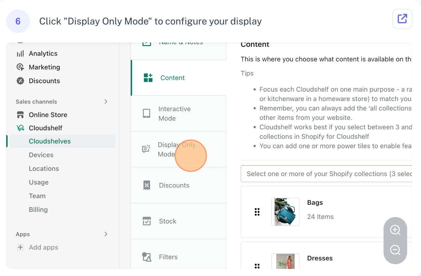 Create a Display mode Cloudshelf, step 6 of 9