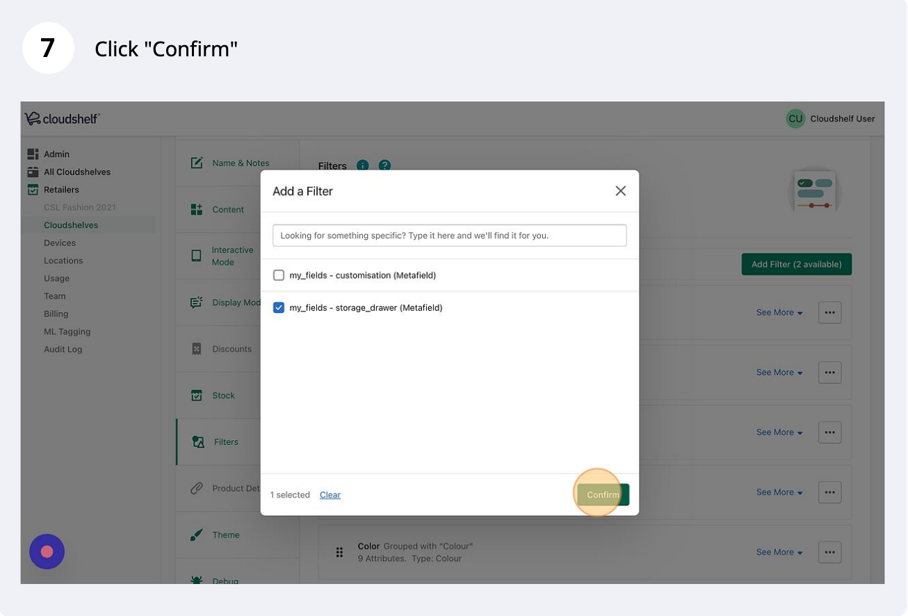 Metafields as filters, step 7 of 12