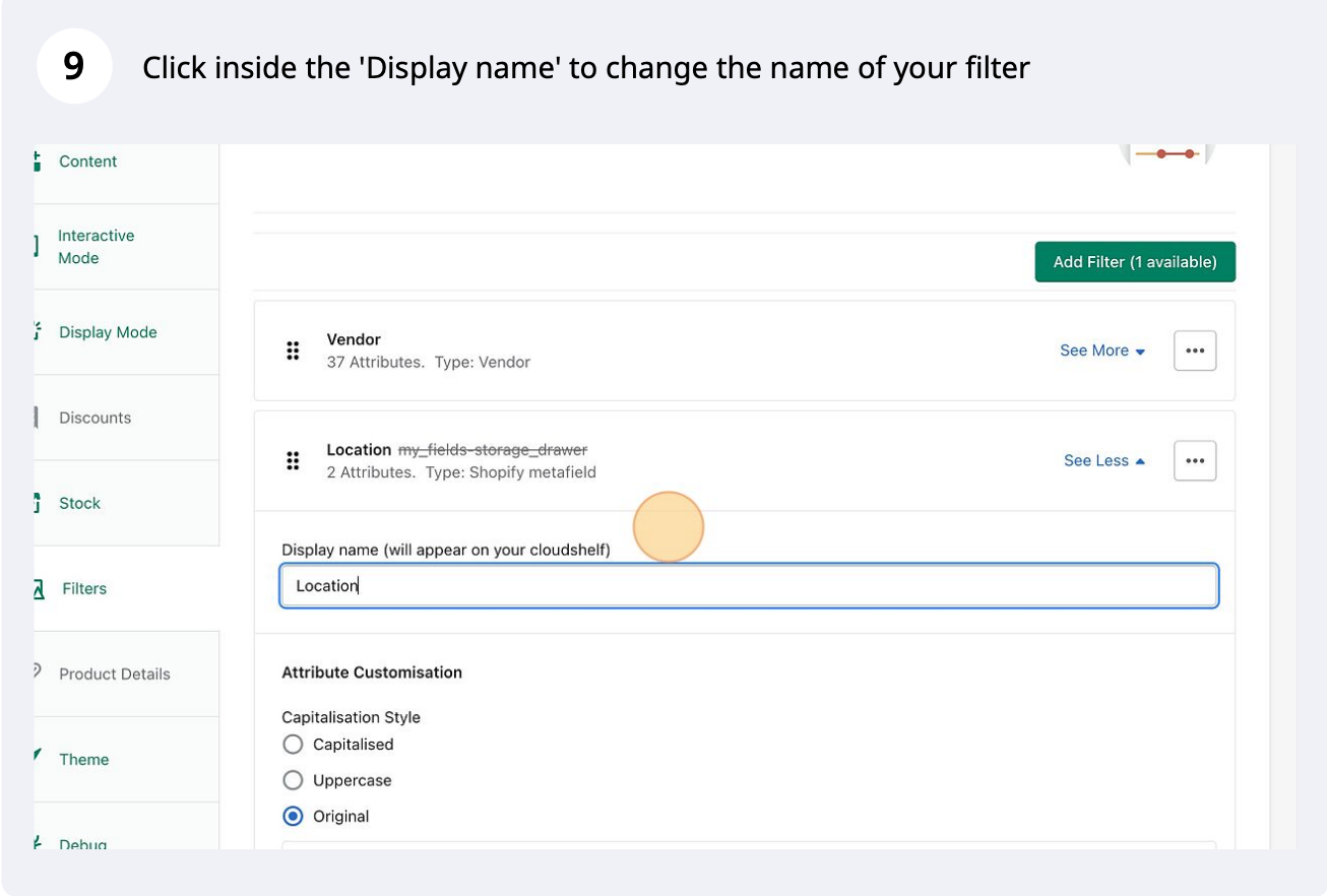 Metafields as filters, step 9 of 12