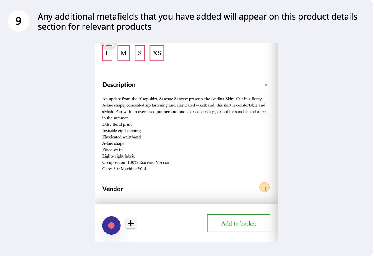 Metafields in product details, step 9 of 9