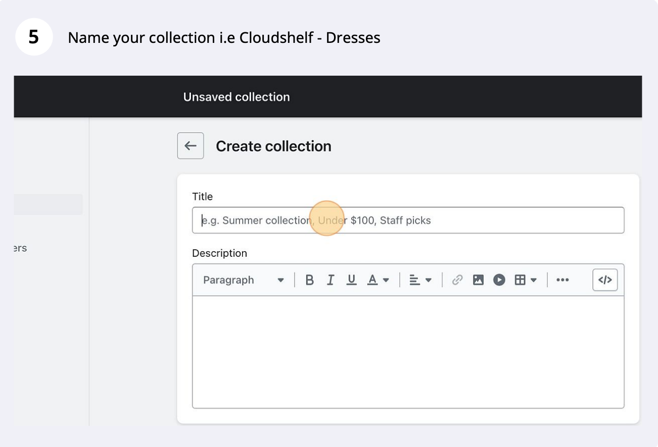 Cloudshelf-only collection, step 5 of 8