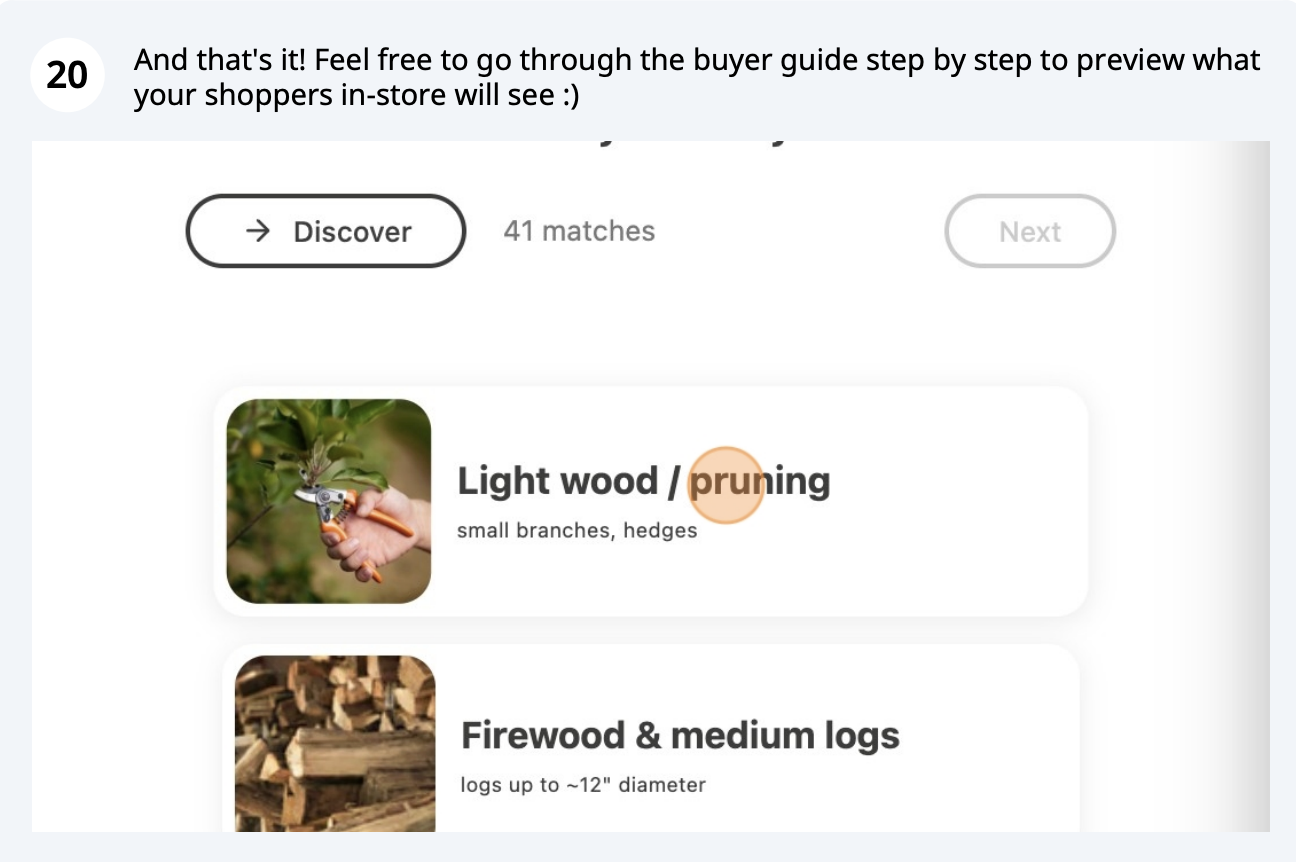 Create a buyer guide, step 20 of 20