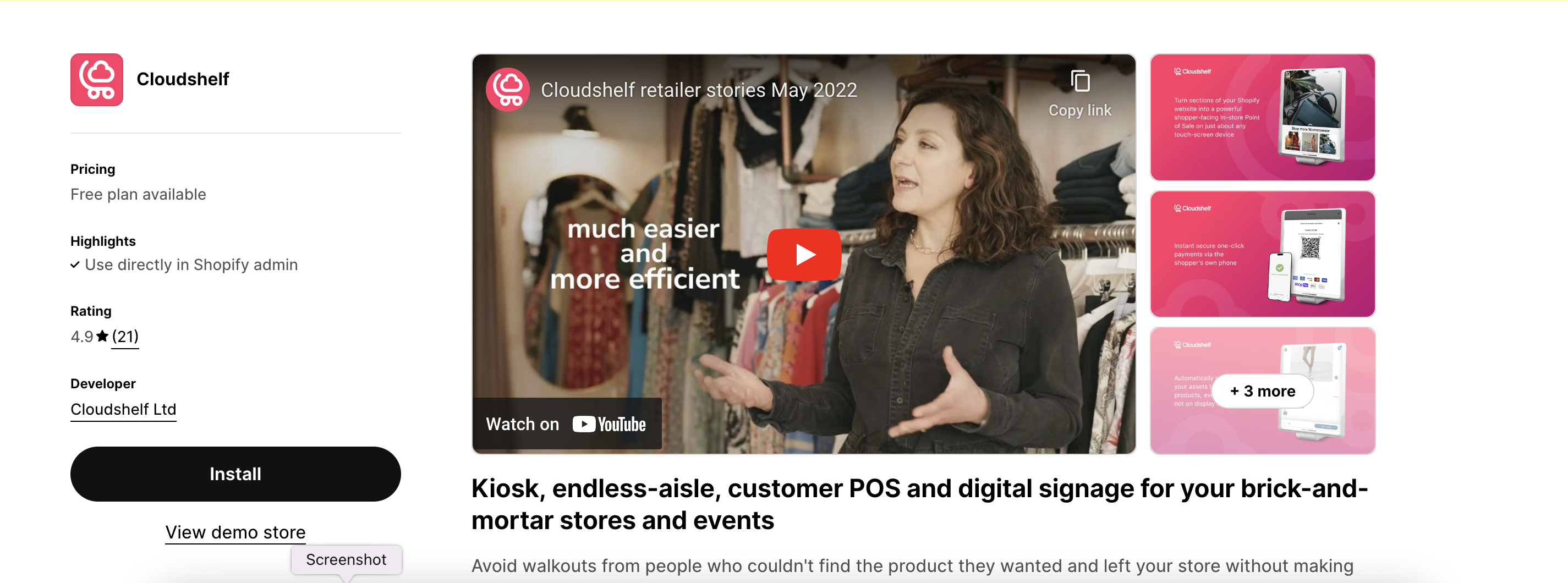 Cloudshelf on the Shopify App Store