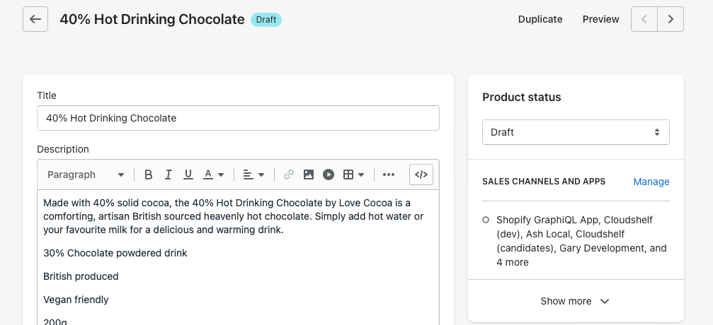 Shopify: deselecting the Cloudshelf sales channel