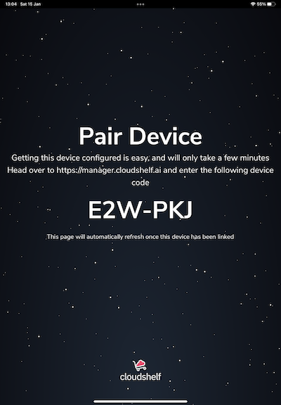 New pairing code on the device