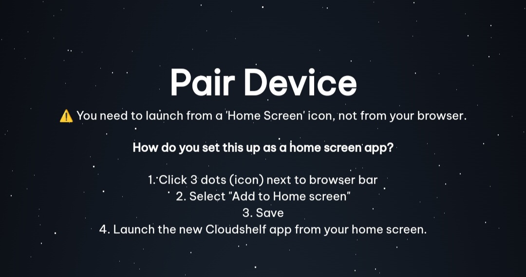 Saving device.cloudshelf.ai to the home screen