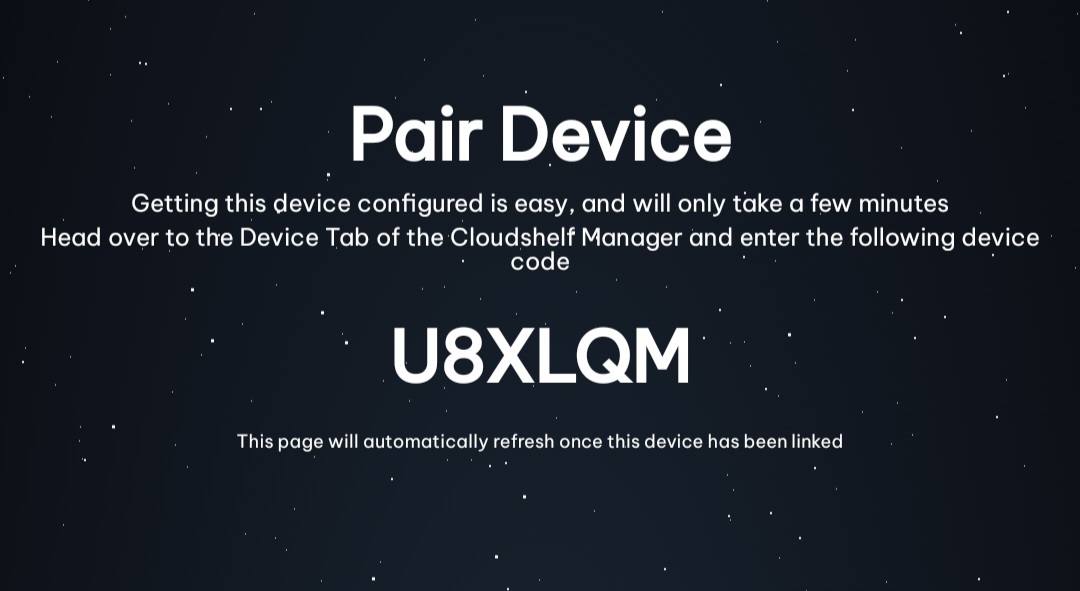 Pairing code shown on the device