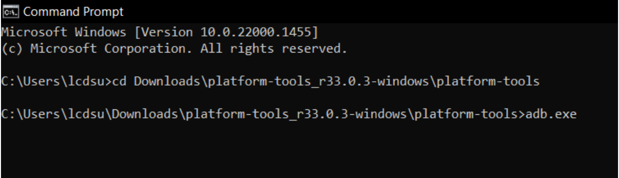 Running adb.exe