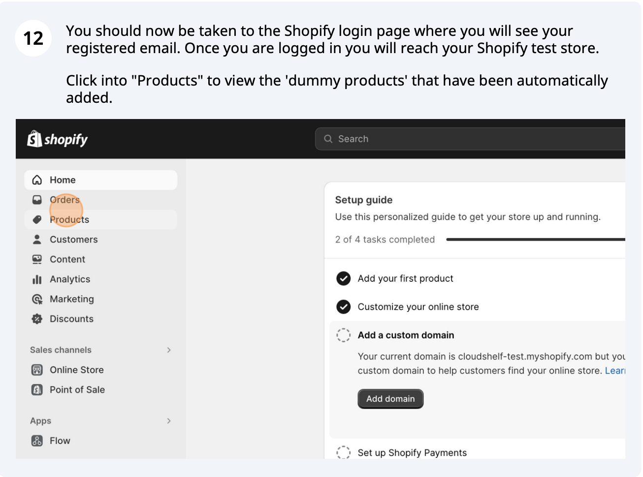 Shopify demo store, step 12 of 16