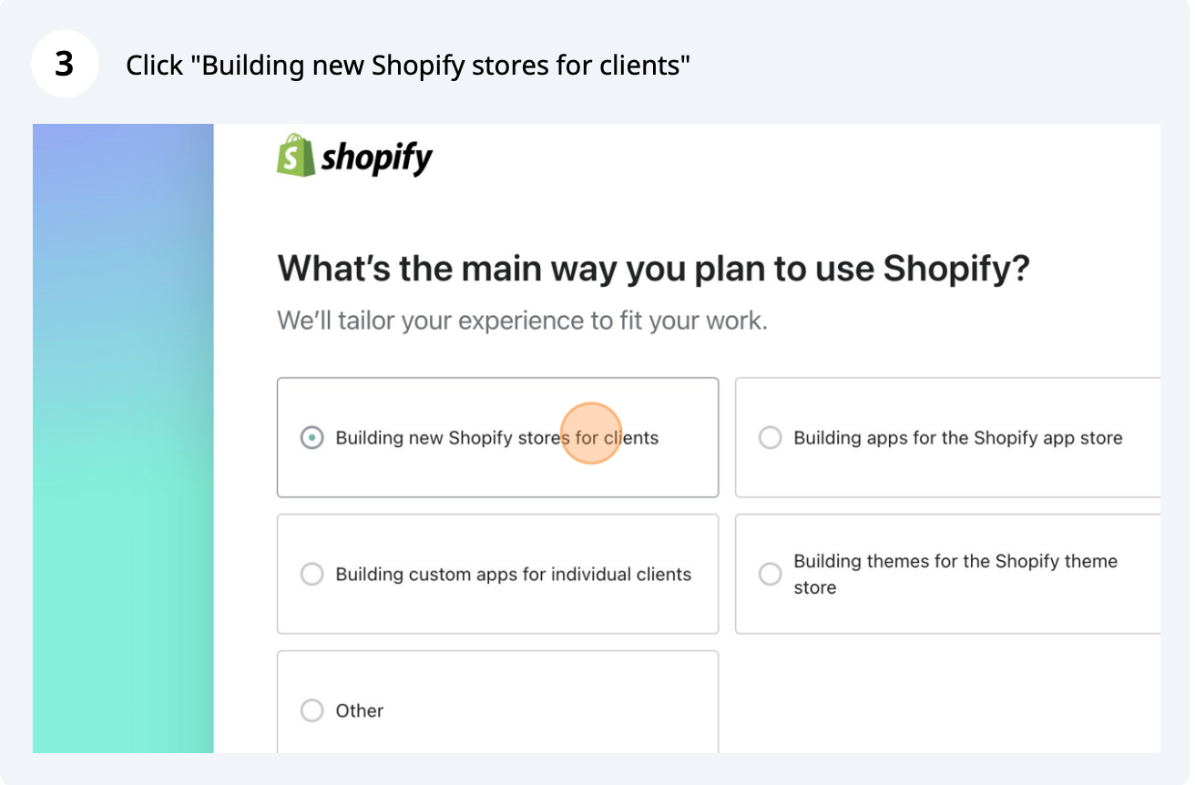 Shopify demo store, step 3 of 16