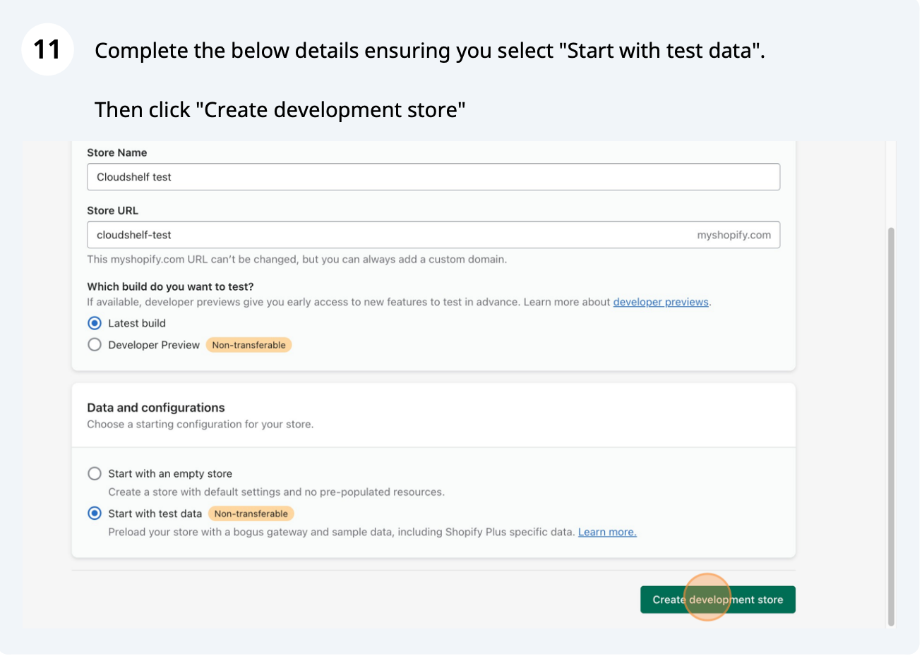 Shopify demo store, step 11 of 16