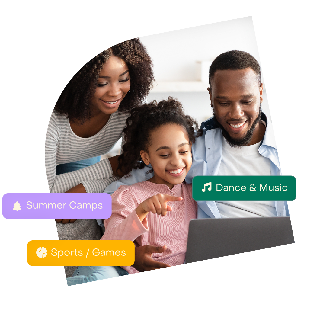 Family looking for after school programs like summer camps, sports and games, dance and music