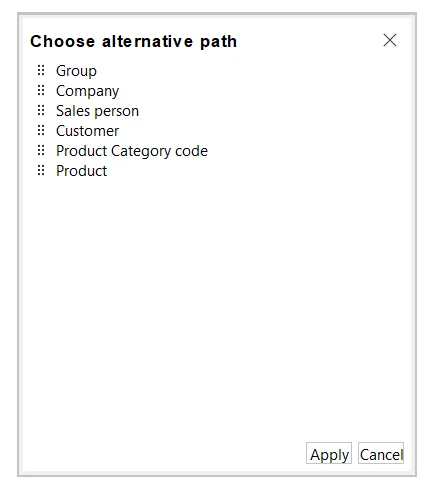 Old dialog: a plain list without a selected state and small buttons in the corner