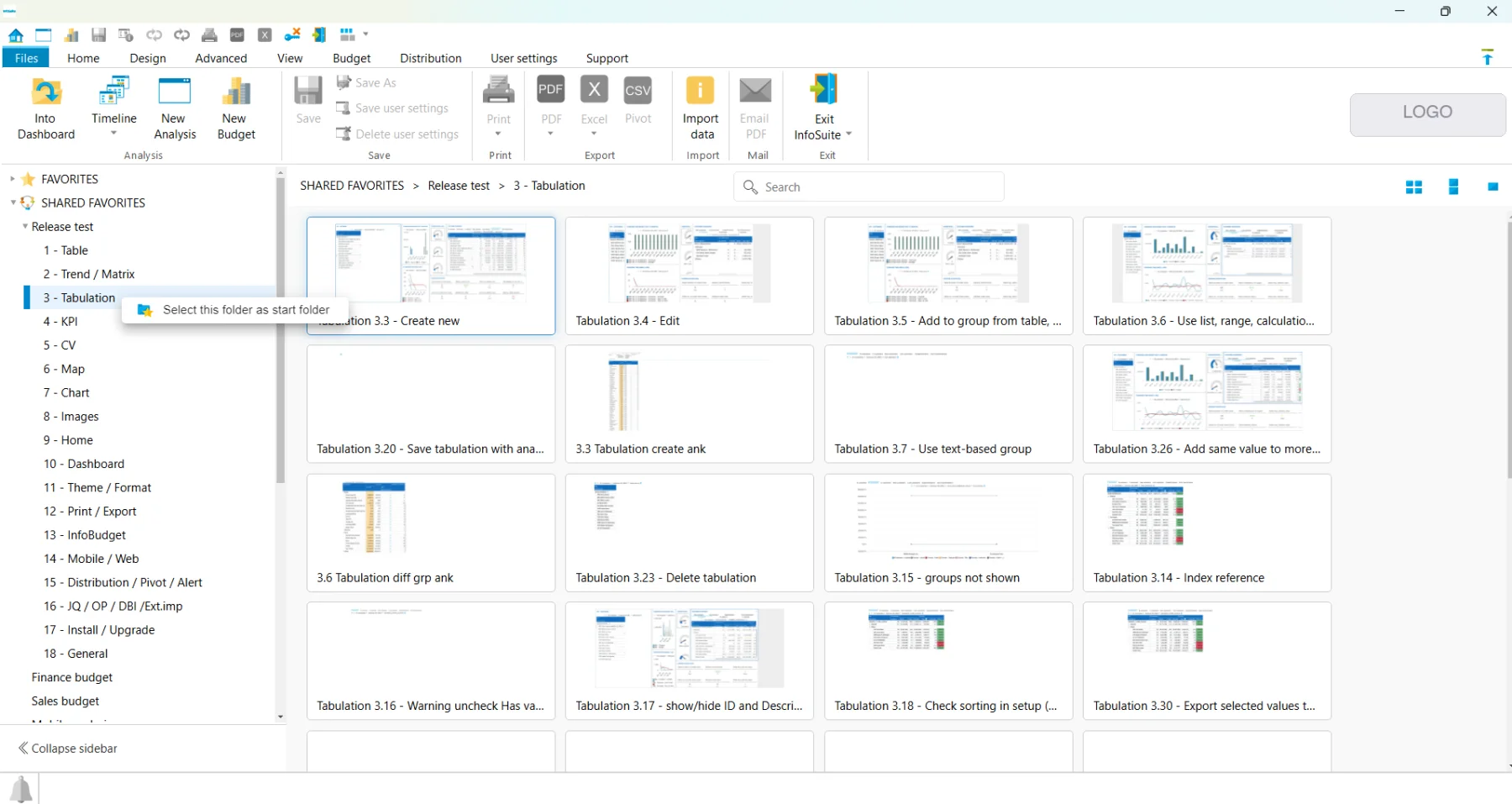 Old applications desktop: a full ribbon, a long folder tree and small analysis thumbnails