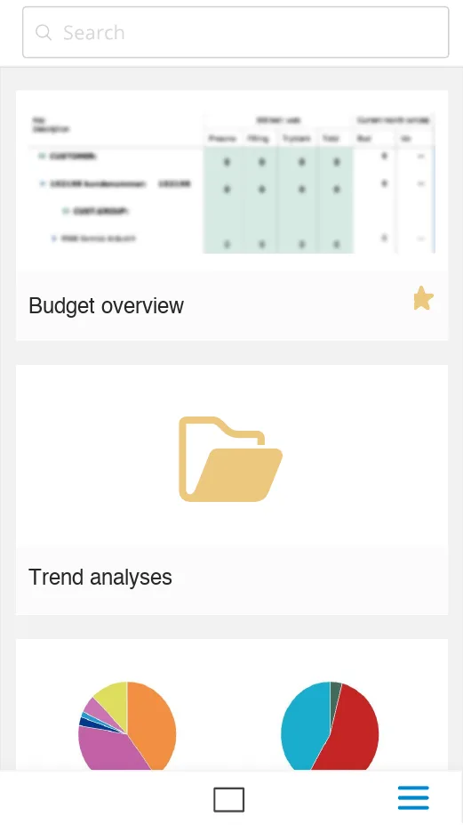 Mobile app home with analyses shown as cards