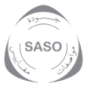 SASO certification mark with stylized circular swoosh elements around the text.