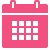 Icon of a pink calendar with a grid of days and two rings at the top.
