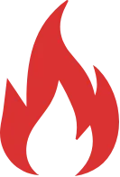 Red fire flame icon.