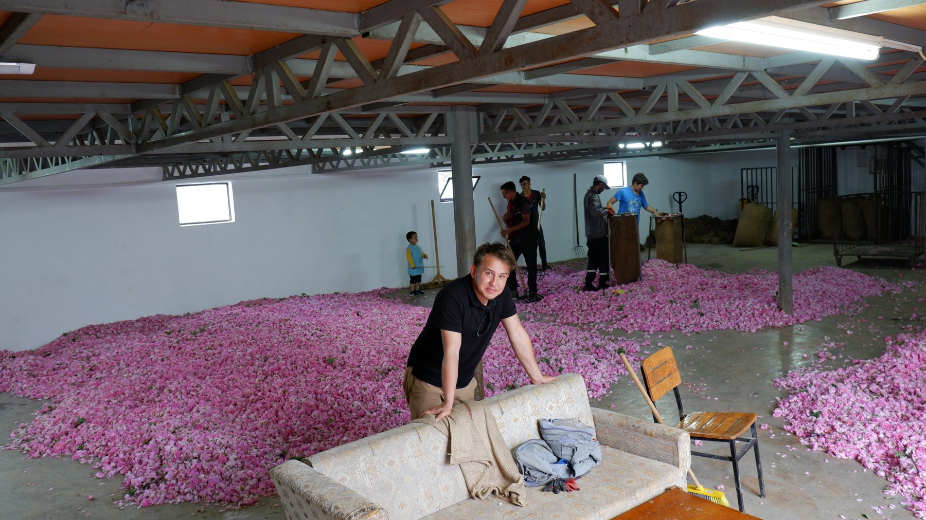Rose petals on the distillation floor
