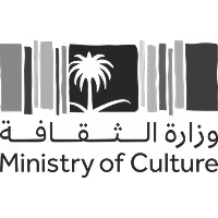 Logo of the Ministry of Culture with an abstract design including a palm tree and Arabic script.