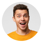 Happy face of a man showing Pros of a tool