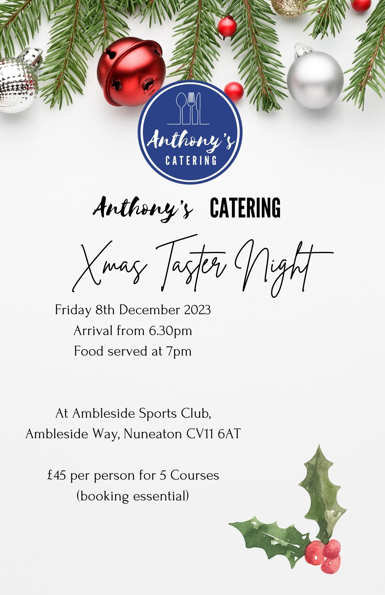 Xmas Taster night at Ambleside Sports Club 