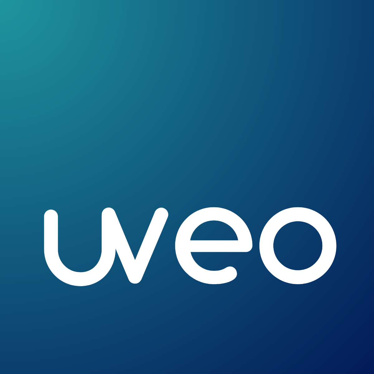 Uveo-varumärke med vit text på blåtonad bakgrund.