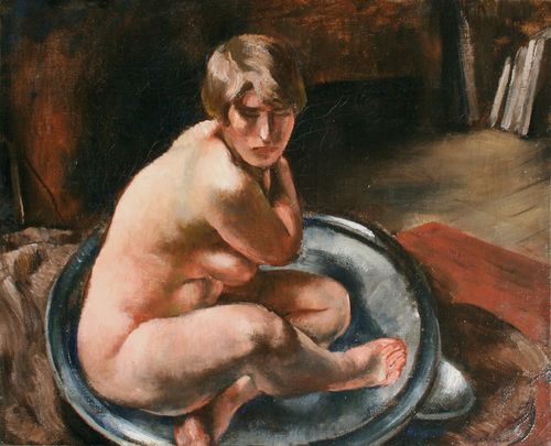Œuvre de Jean Fautrier d'une femme nue dans un tub- galerie ab- investissement - paris