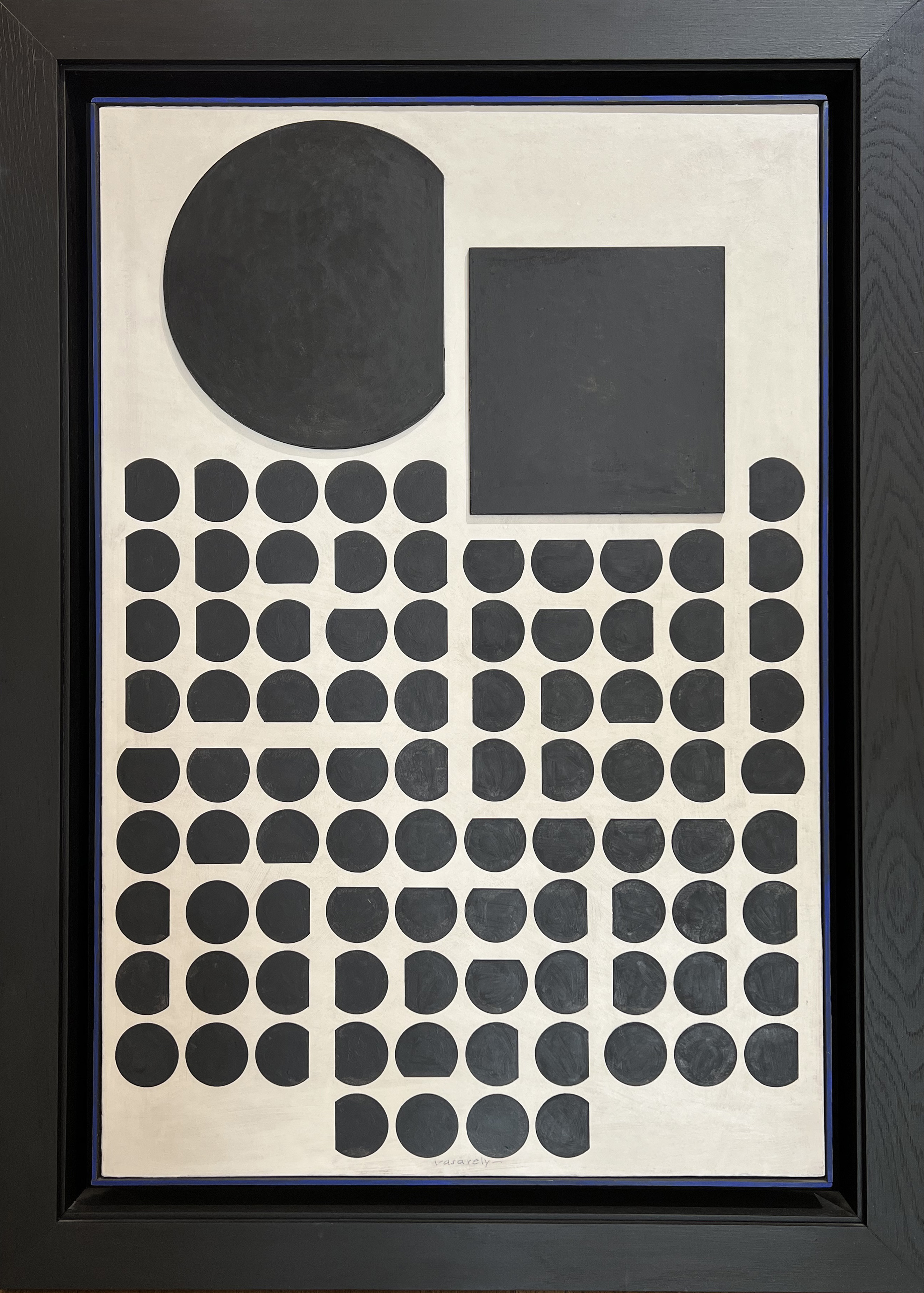 Victor Vasarely, Bellatrix X, 1959 — historical framed Op art work, from the Bogaerts collection and presented by the AB Agnès Aittouares Gallery in Paris. Vasarely's geometric and vibrant composition, characteristic of kinetic art, is enhanced by an elegant frame that accentuates the optical contrasts and visual innovation of 20th century abstract art.
