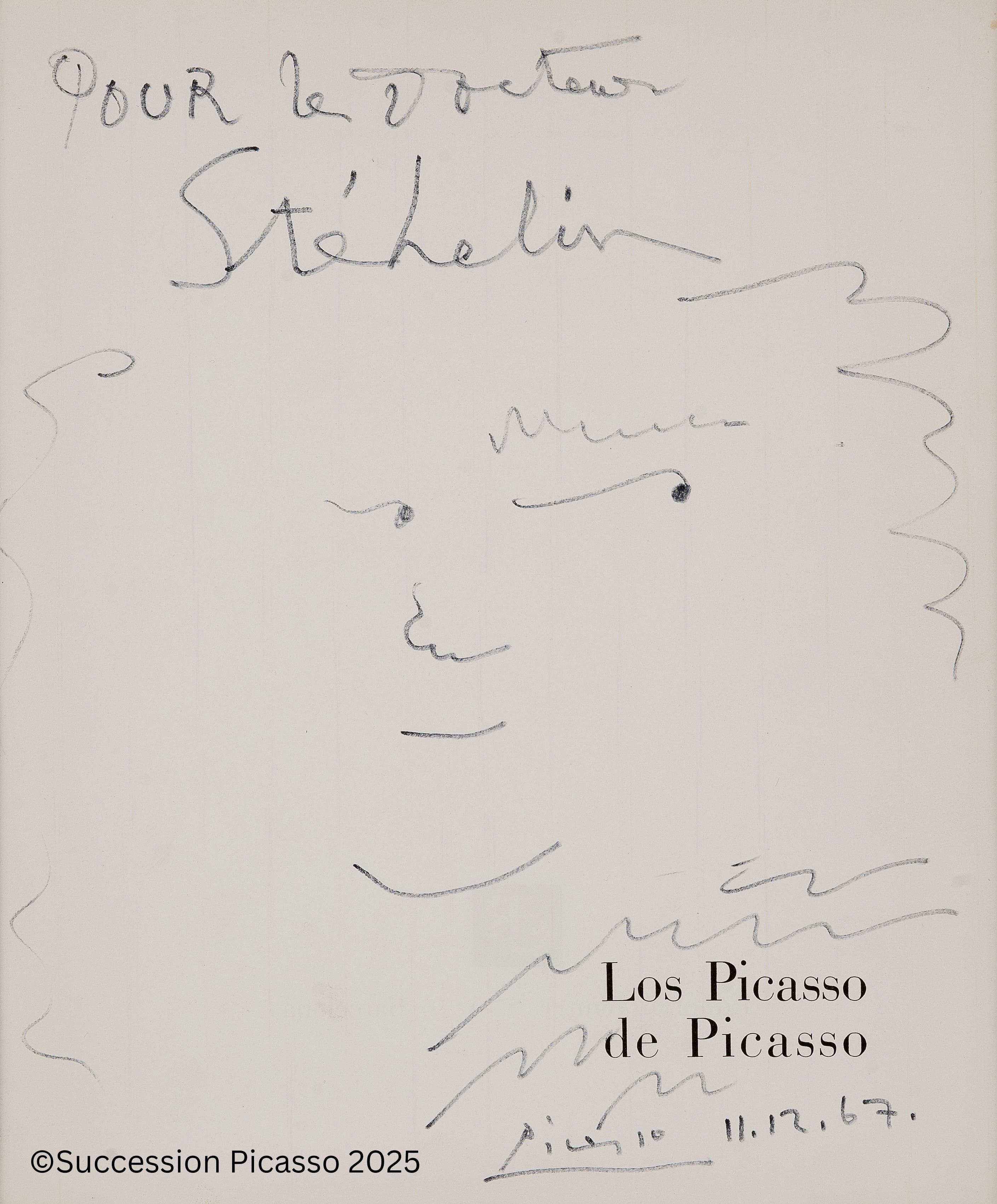 Portrait of a man by Picasso in his frame