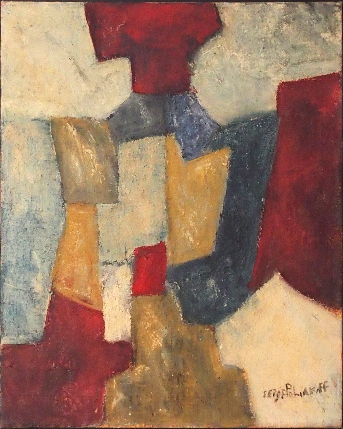 Serge Poliakoff, Composition, 1966, peinture abstraite, huile sur toile exposée à la Galerie AB à Paris