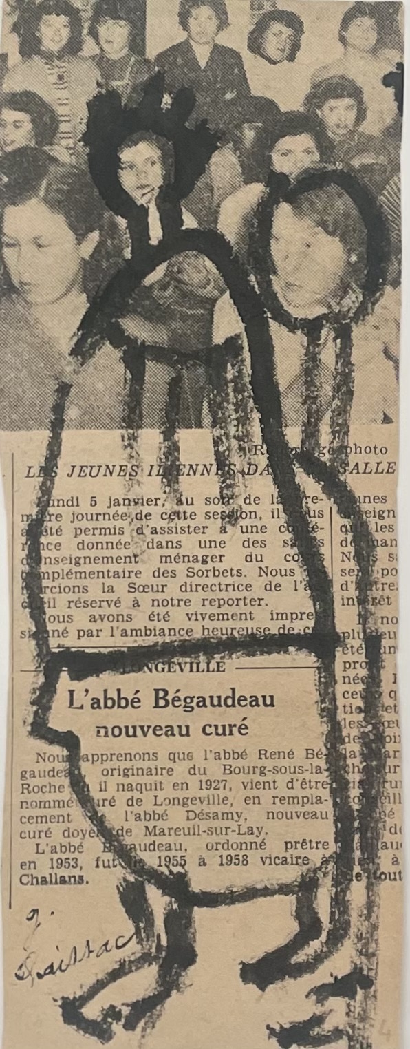 Couple, work by Gaston Chaissac created in 1959, figurative composition with naive forms and a contrasting palette, Galerie AB, Paris