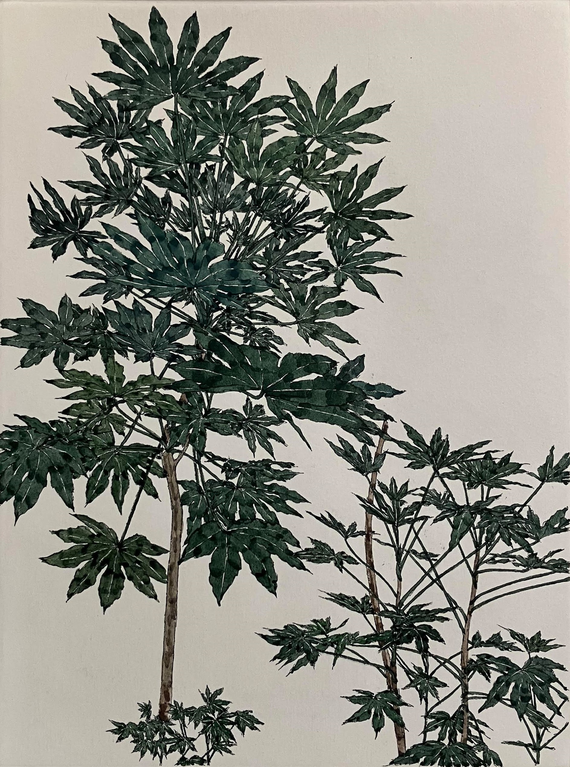 Foliage”, exceptional watercolor by Sam Szafran. Available at Galerie AB, this work combines fine gesture and mastery of detail.