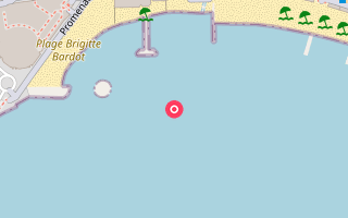 Map showing Plage des Palmes (Goeland Beach) in Cannes