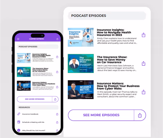 Qcard Product/Company Information Section.