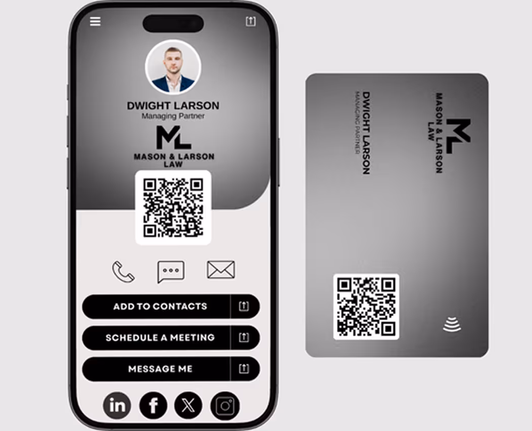 Qcard NFC Digital Business Card for Law professionals.