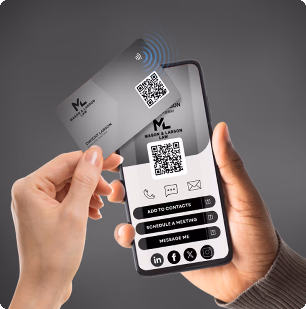Qcard NFC Digital Business Card Tap for Law professionals.