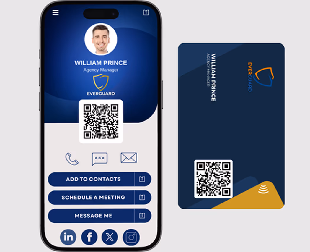 Qcard NFC Digital Business Card for Insurance Agents.