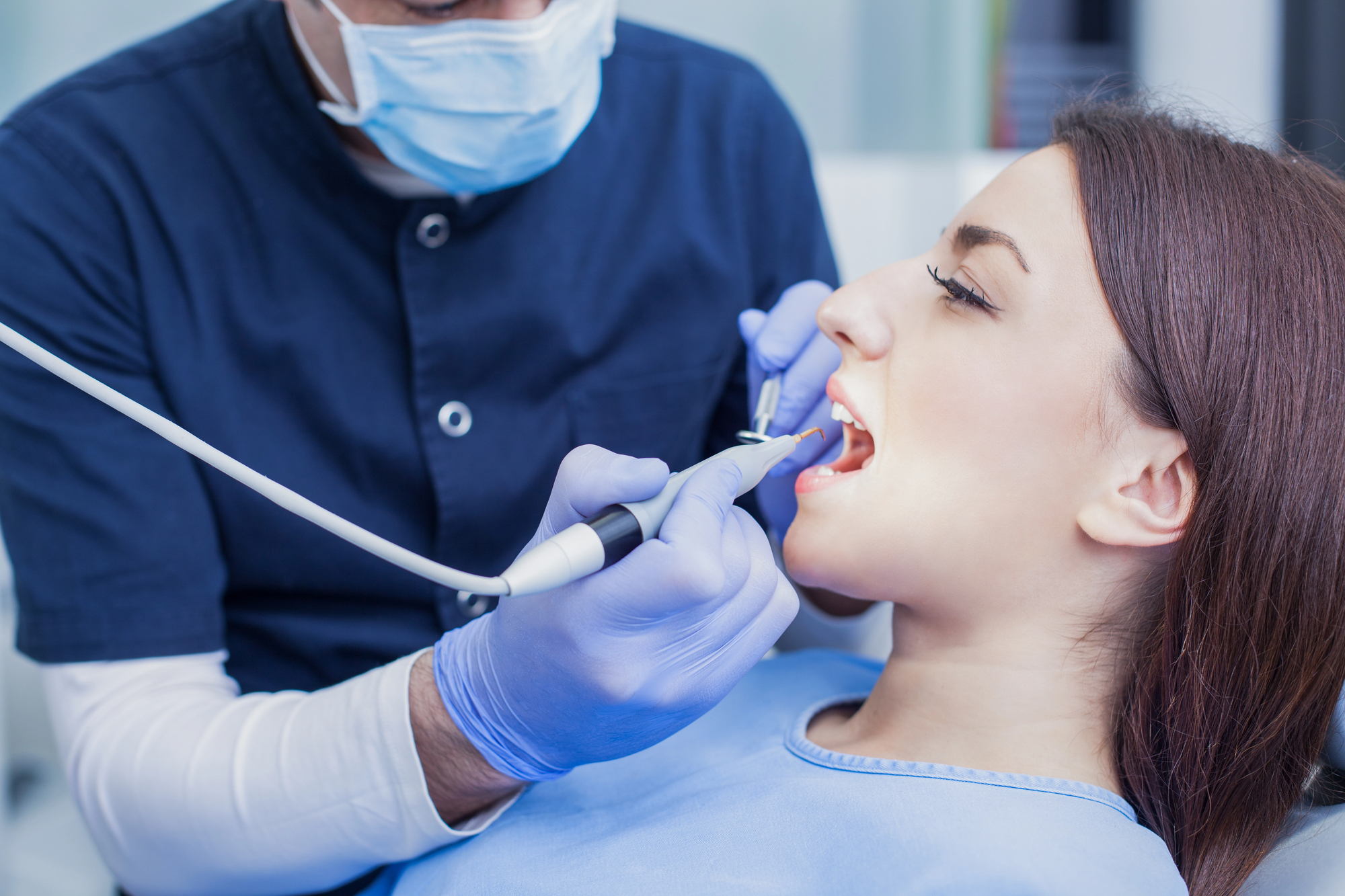 woman getting teeth cleaning miramar