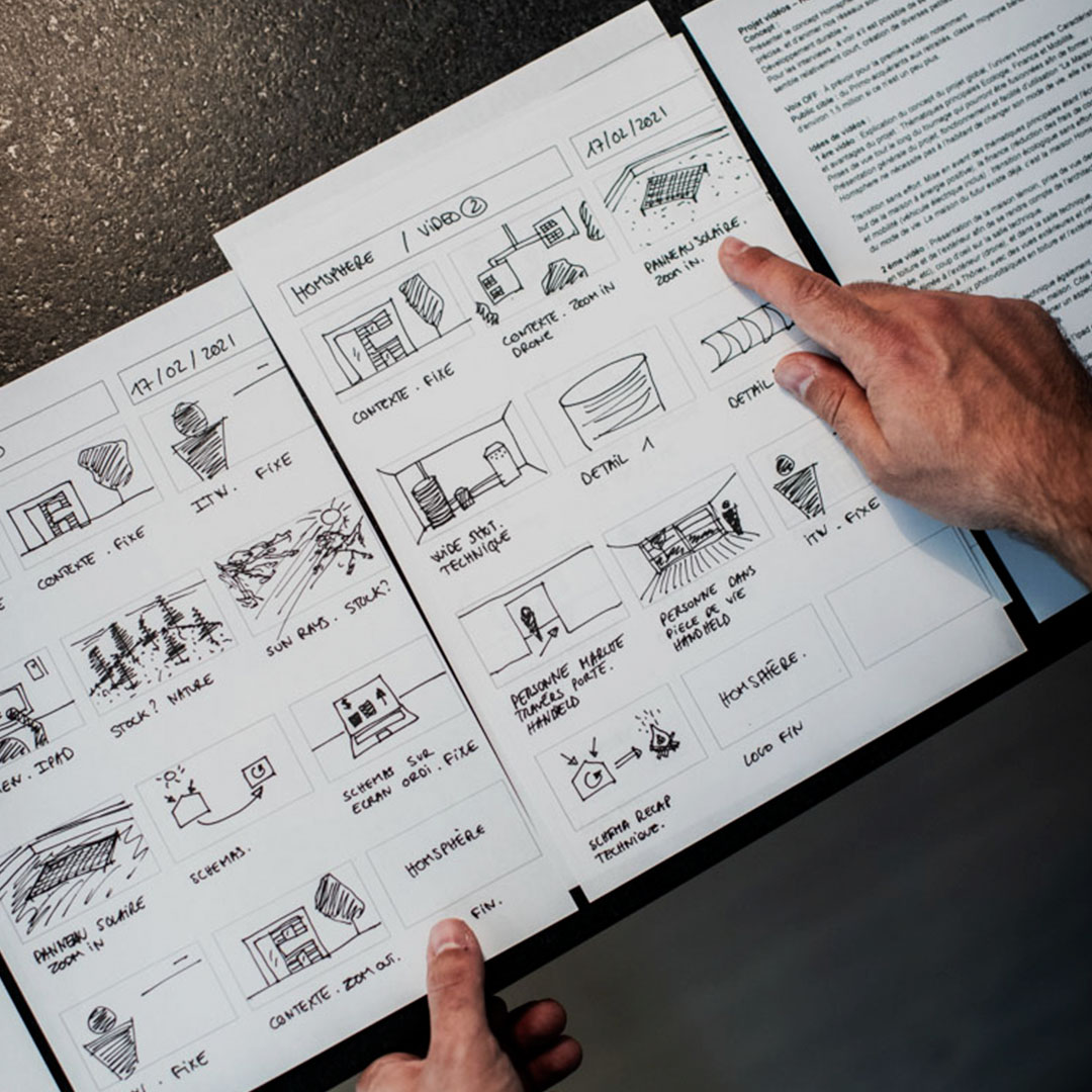storyboard auf einem tisch