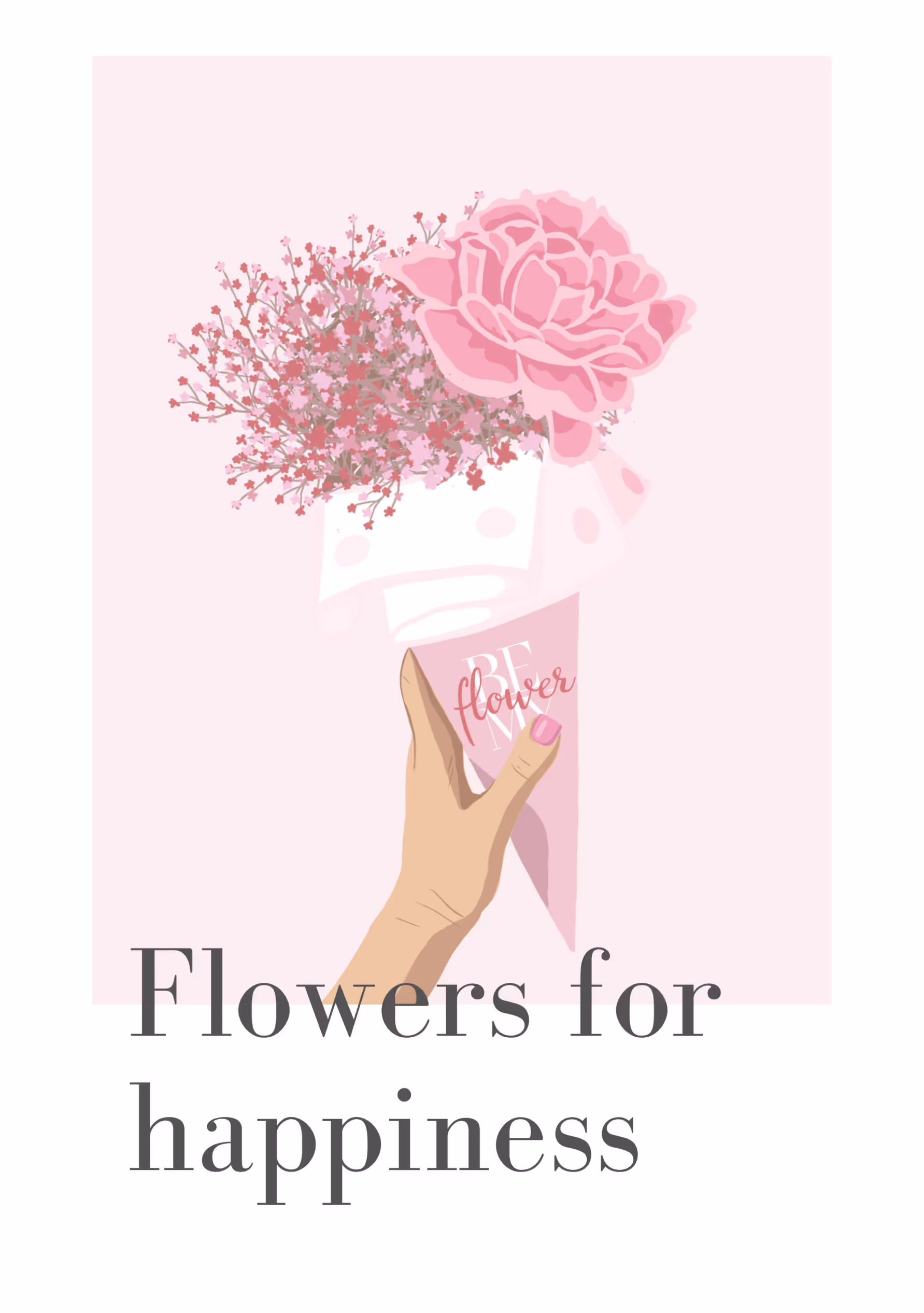 Kartka Be My Flower z bukietem różowych kwiatów – do każdego zamówienia z dostawą we Wrocławiu