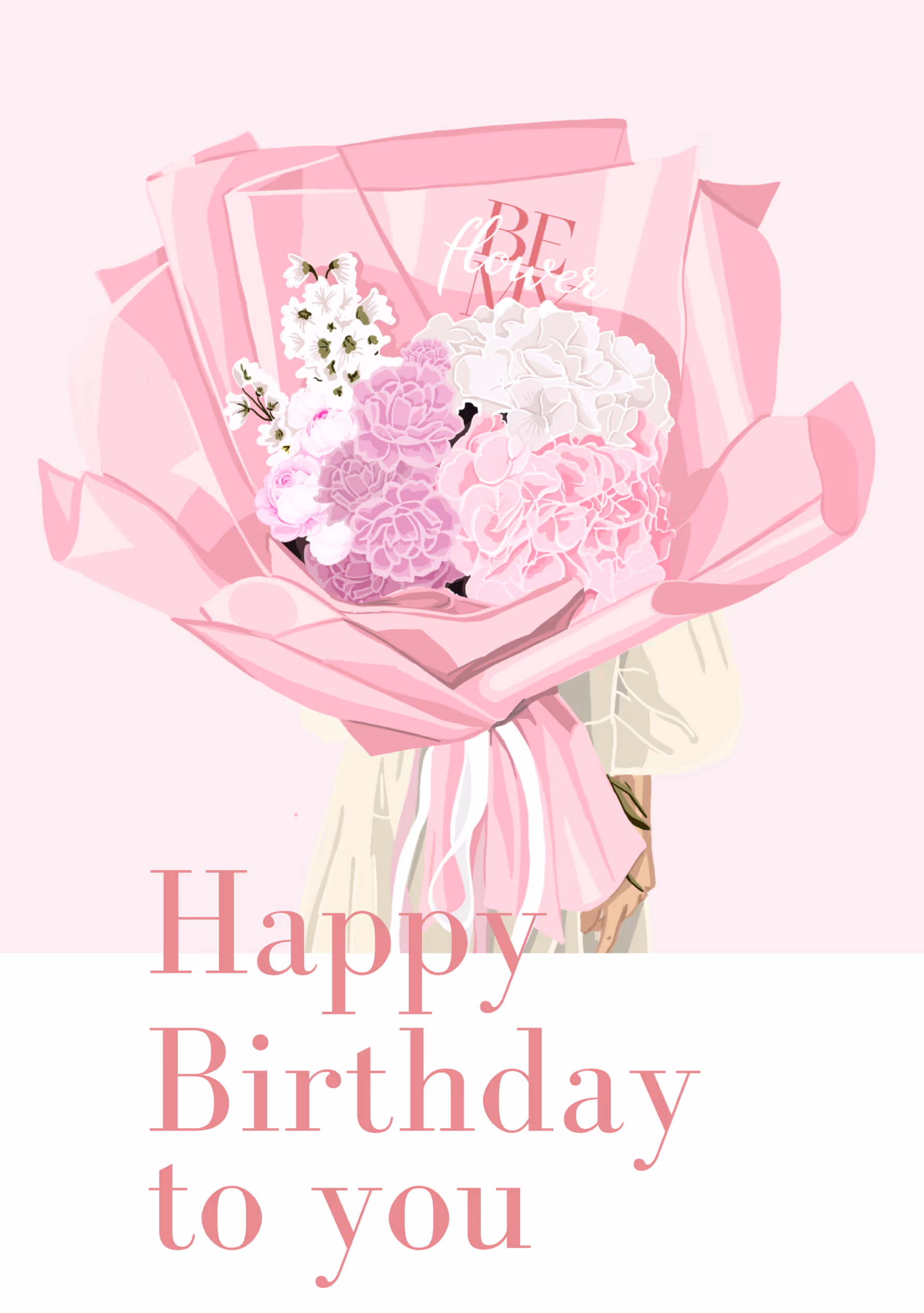 Pastelowa kartka urodzinowa z bukietem Be My Flower Wrocław – dodaj do prezentu z dostawą