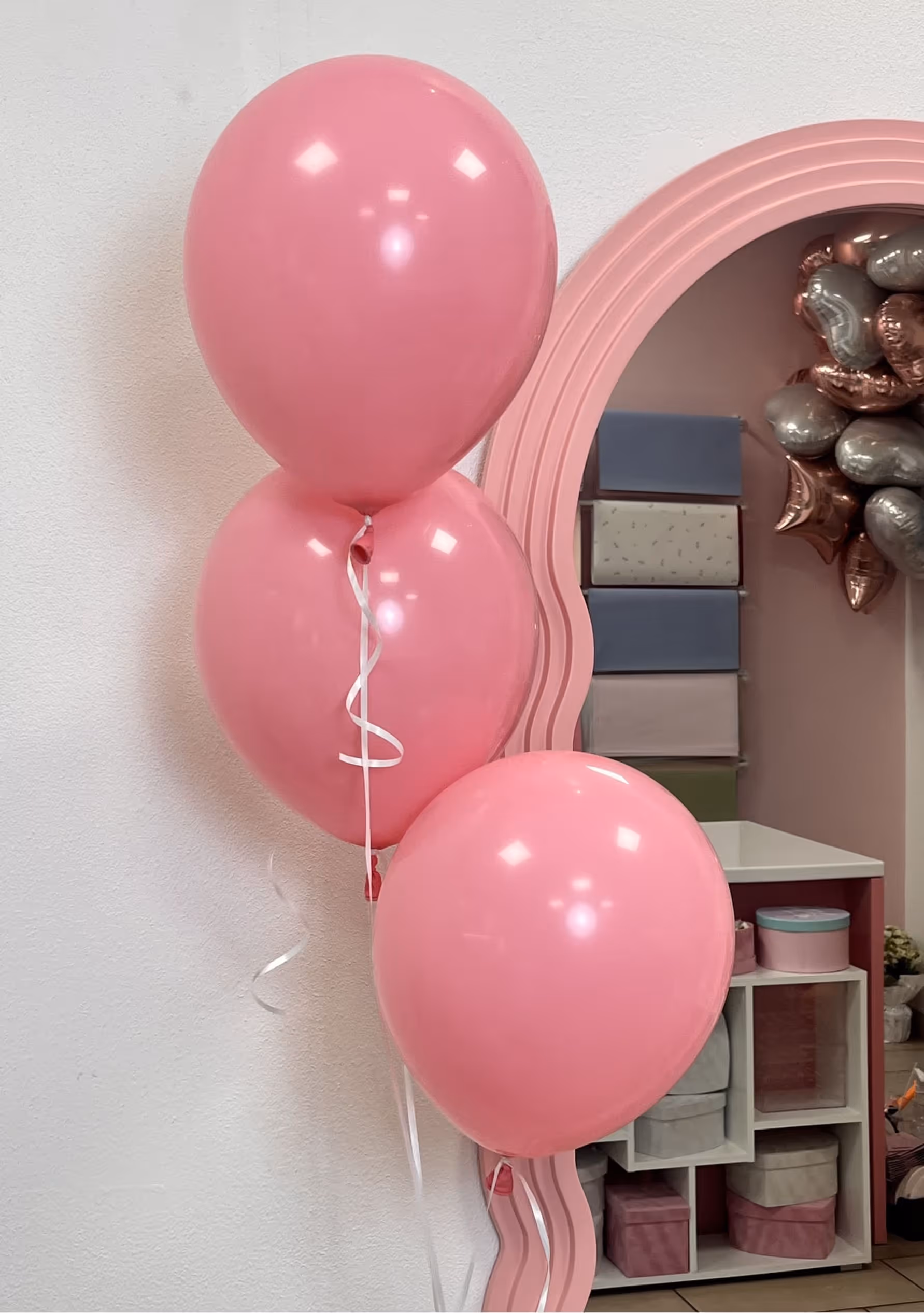 Zestaw 3 lateksowych balonów nadmuchanych helem – różowe balony Be My Flower Wrocław – dekoracja urodzinowa lub romantyczna