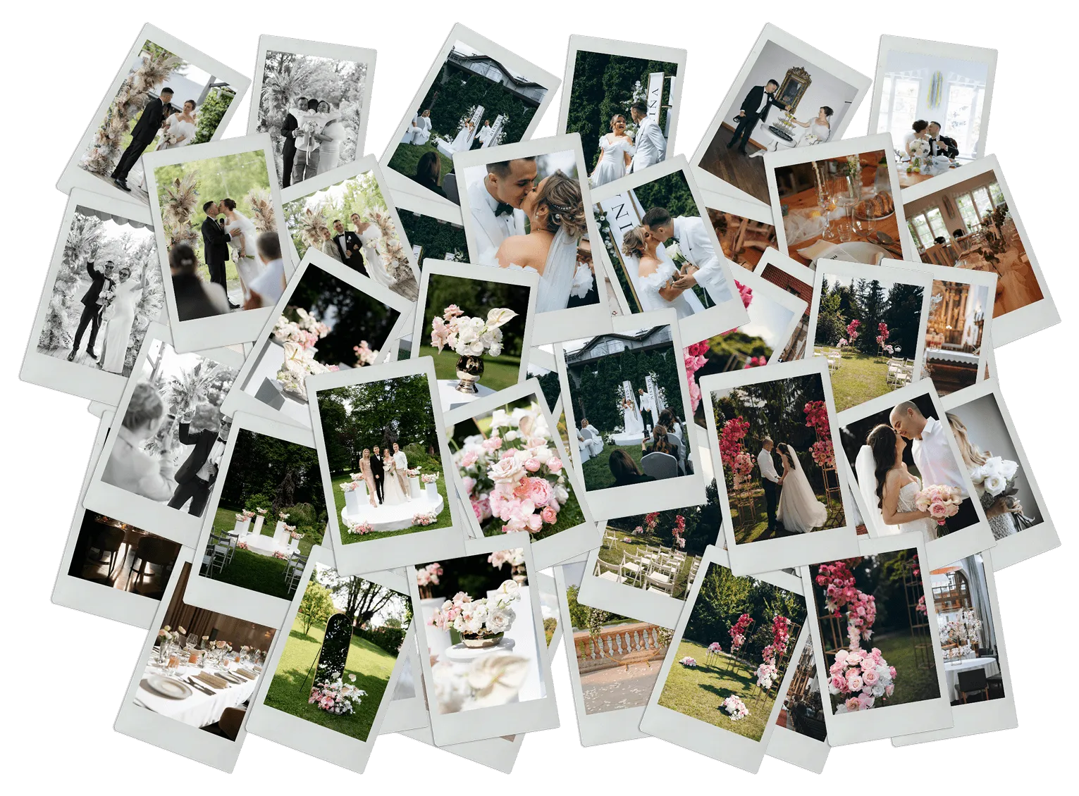 Kolaż zdjęć z aranżacji ślubnych Be My Flower Wrocław – bukiety, dekoracje i detale weselne