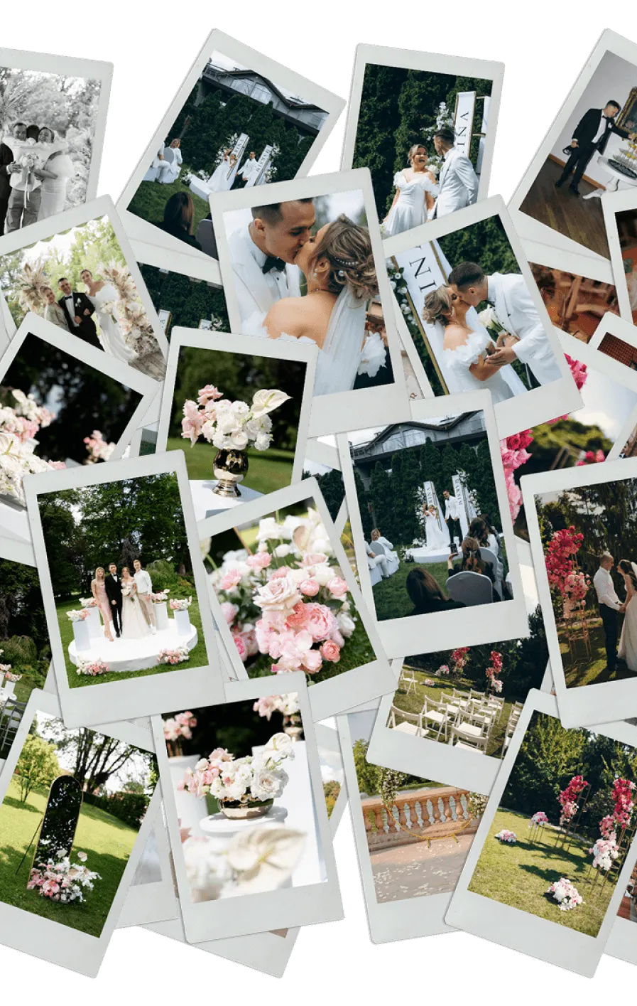 Kolaż zdjęć z aranżacji ślubnych Be My Flower Wrocław – bukiety, dekoracje i detale weselne