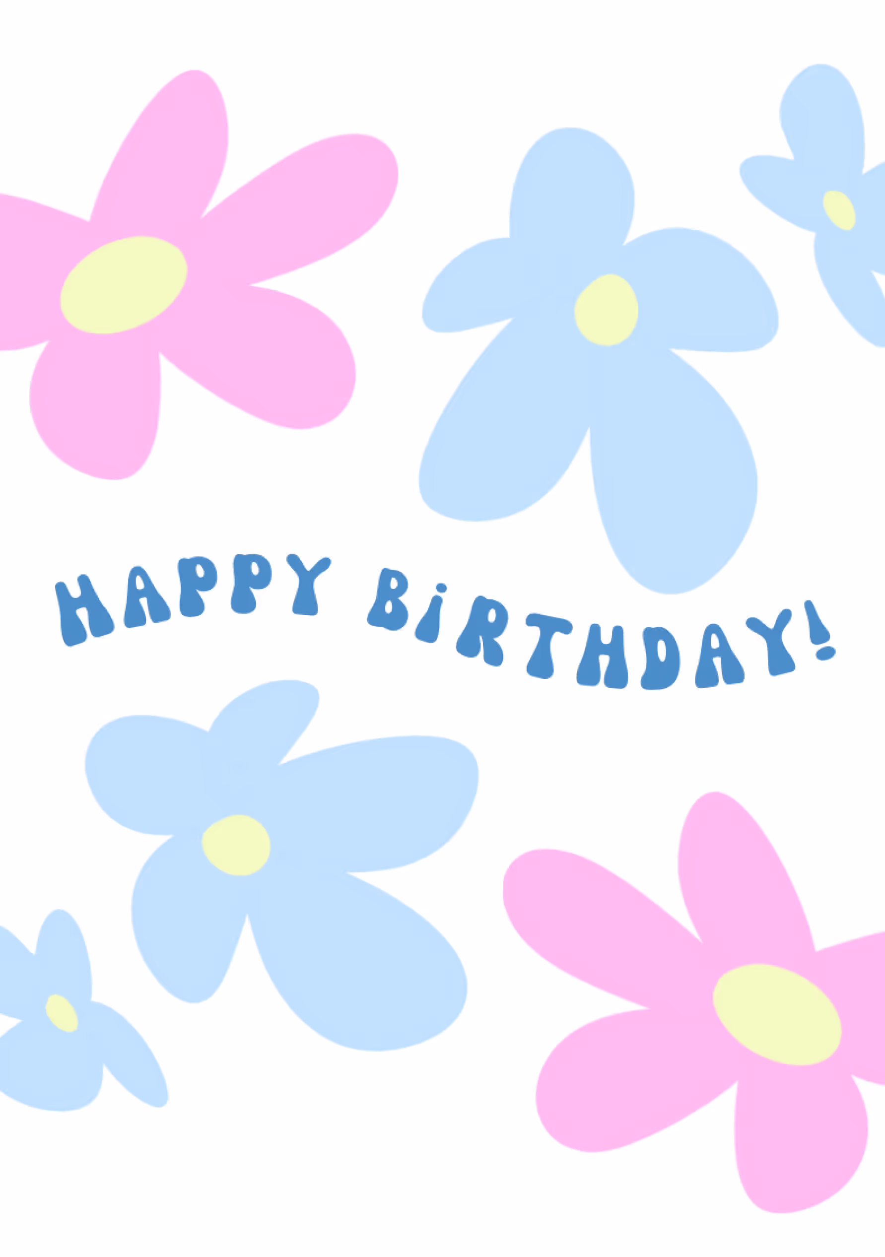 Delikatna kartka urodzinowa z pastelowymi kwiatami i napisem „Happy Birthday”. Uniwersalna, lekka i idealna jako elegancki dodatek do bukietu.