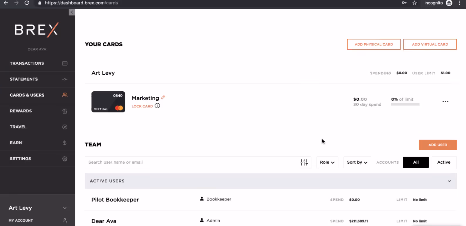 Brex Dashboard