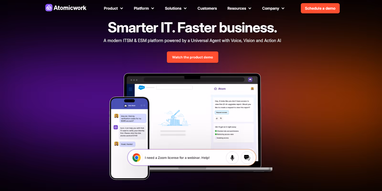 Atomicwork enterprise AI tool dashboard